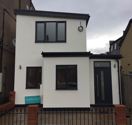 Completed one-bedroom house built on the former garage plot in Mitcham Lane