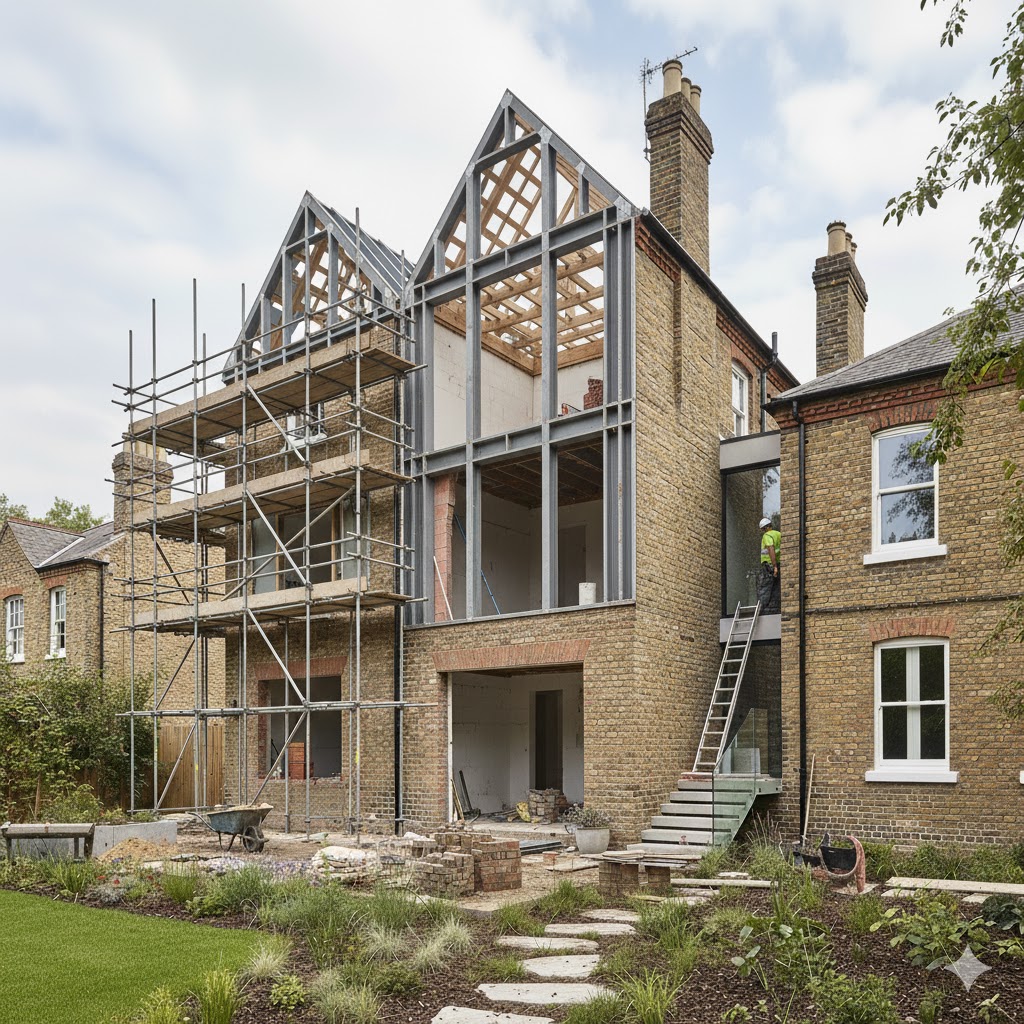 Three storey extension in progress